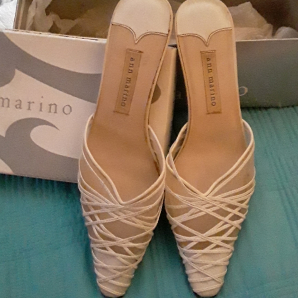 Ann Marino white mules